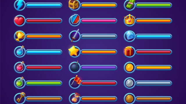 A collection of skill or progress bars each with different icons.