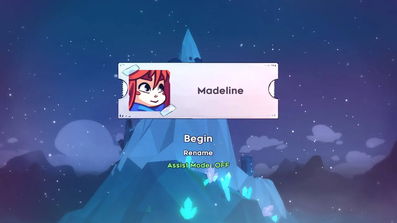 Selecting "Assist Mode" in Celeste