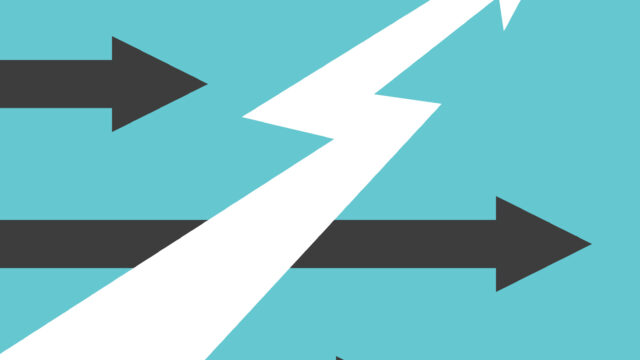 3 black arrows moving right to left with white lightening streaking across them.