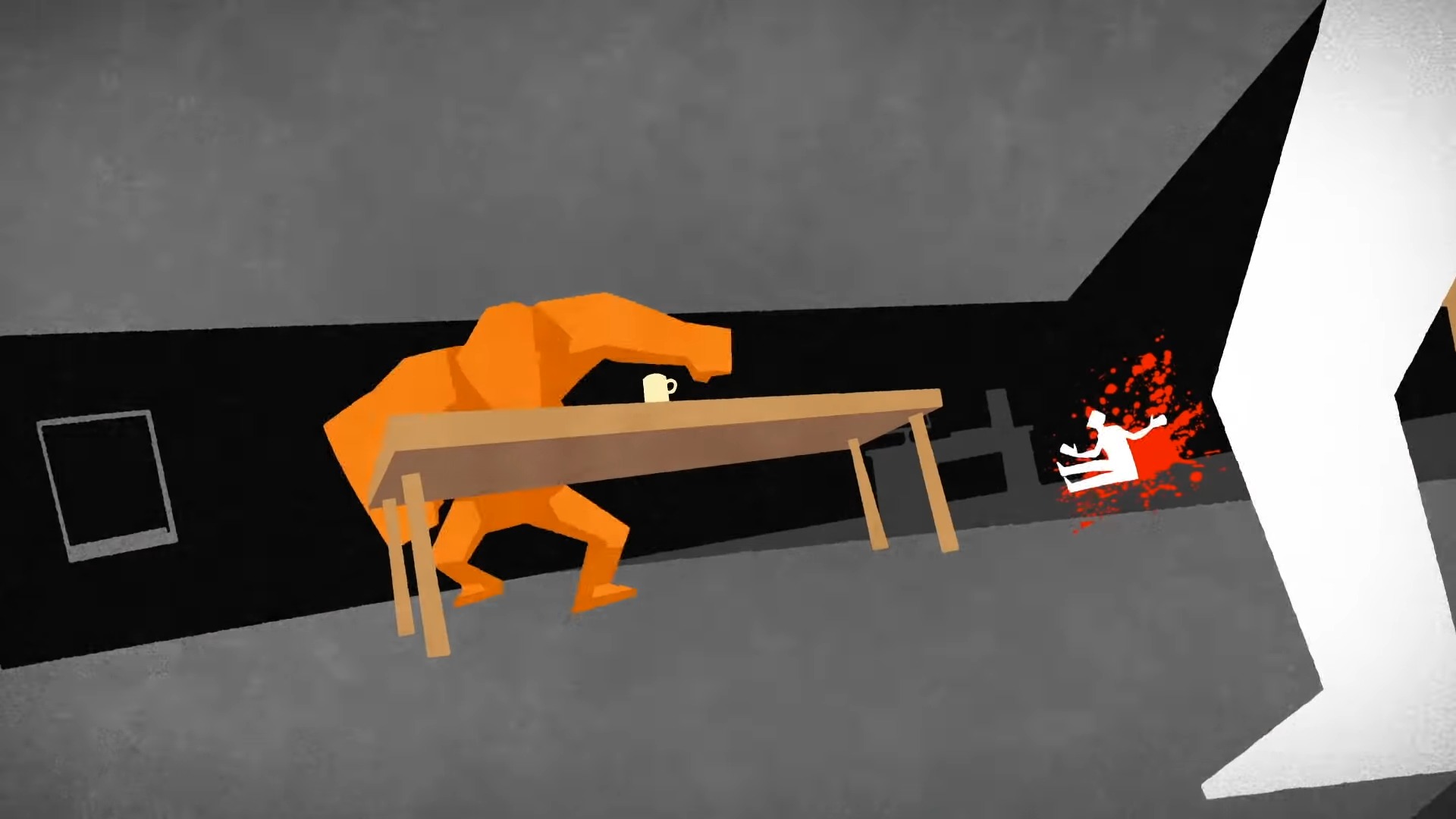 An ape about to throw a table in Ape Out: Unleashed.