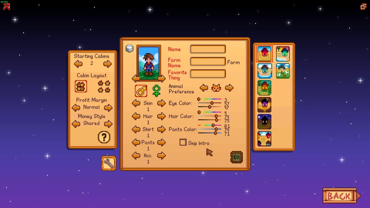 User interface for Stardew Valley showing the setup of a multiplayer game.