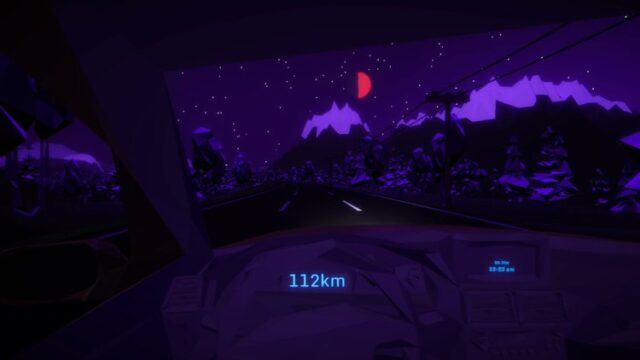 Sitting in the car at night in Glitchhikers